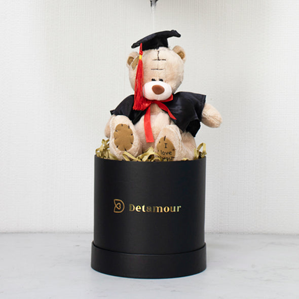 Hat box - Oso Teddy graduado y globo metálico