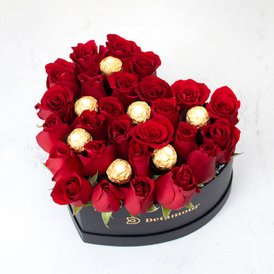 Heart box - Rosas y Ferrero Rocher